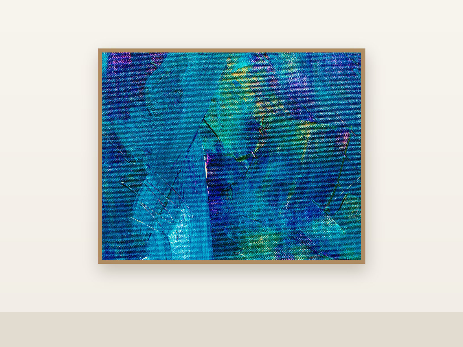 Blue Hour, Oil on canvas, 2026, on a gallery wall